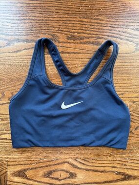 Nike Navy Blue Racerback Sports Bra with White Swoosh